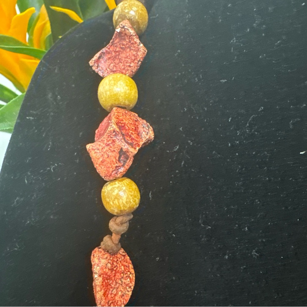 Como Vintage Red and Gold Statement Beaded Necklace - Picture 5 of 6